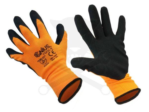 Genius Tools narancssárga hab-latex munkás kesztyű, XXL méret