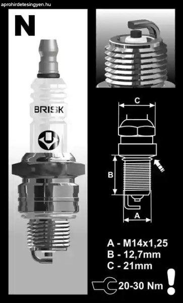 Brisk N17C gyújtógyertya – M14x1,25 – menethossz 12,7 mm – kulcsméret
21 mm (kompatibilis: lásd a leírásban!)
