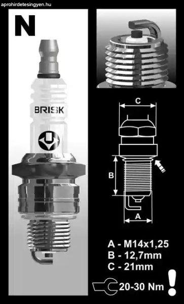 Brisk N14C gyújtógyertya – M14x1,25 – menethossz 12,7 mm – kulcsméret
21 mm (kompatibilitás: lásd a leírásban!)