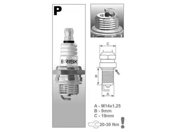 Brisk P15 gyújtógyertya – M14 x 1,25 – menethossz 9,5 mm – kulcsnyílás
19 mm (kompatibilitás: lásd a leírásban!)