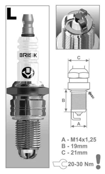 Brisk LR15TC gyújtógyertya 4 db – M14 x 1,25 mm – menethossz: 19 mm –
kulcsméret: 21 mm (kompatibilitás: lásd a leírásban!)