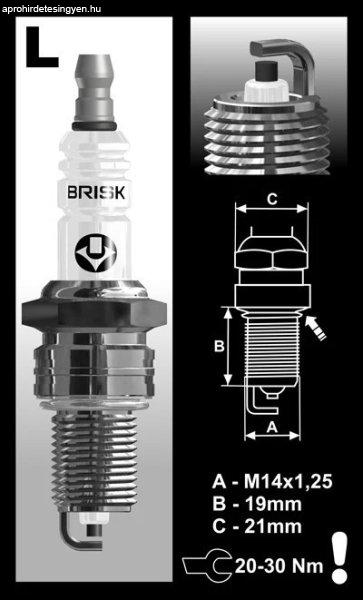 Brisk LR14YC gyújtógyertya – M14 x 1,25 – menethossz: 19 mm –
kulcsnyílás: 20,8 mm (kompatibilitás: lásd a leírásban!)
