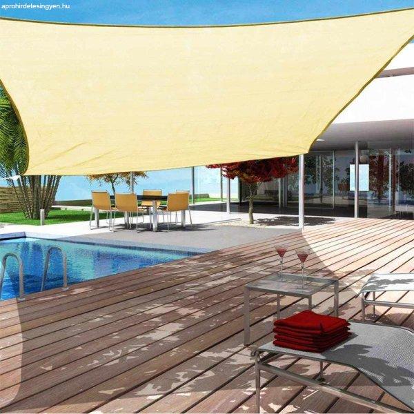 Napvitorla - árnyékoló teraszra, erkélyre és kertbe szögletes 3x3 m bézs
színben - HDPE masszív anyagból