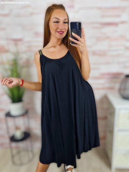 Hímzett pántos, a vonalú, viszkóz anyagú ruha L-XL