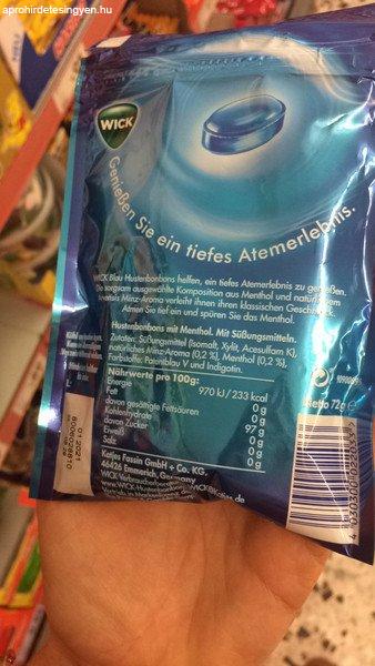 Wick BLAU mentolos torokcukor cukormentes 72 g