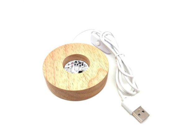 Lámpa fa talpas USB kör színváltós 6/2cm