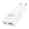 Logilink Dual-USB GaN charger 20W extra slim 1x USB-C (PD) 1