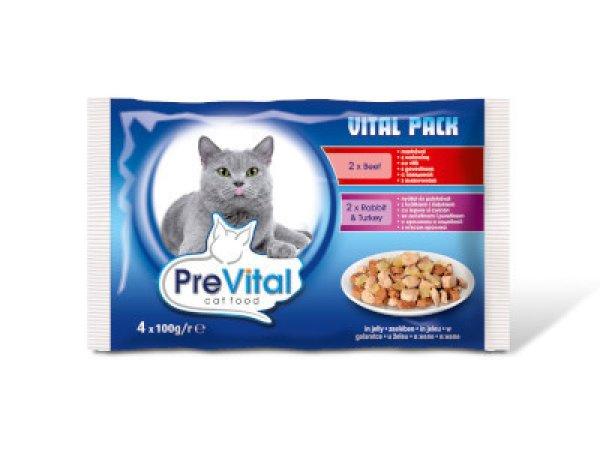 PreVital Cat alutasakos 4*100g zselés Vegyes íz Marha-nyúl