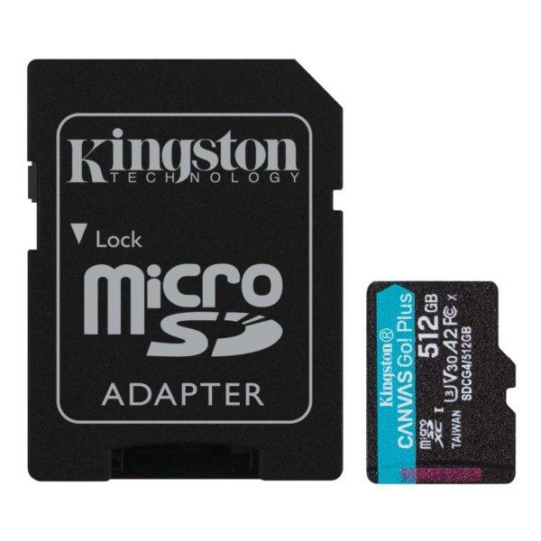 Kingston 512GB microSDXC Canvas Go Plus Gen4 Class 10 UHS-I U3 + adaper