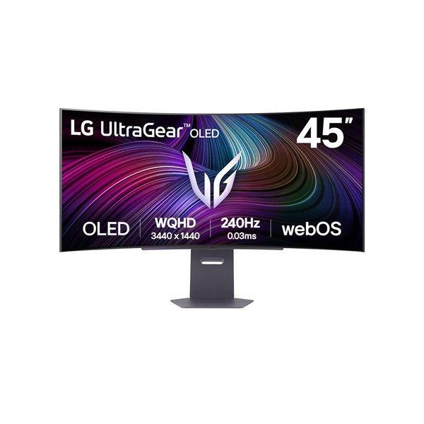 LG OLED Gaming 240Hz ívelt smart monitor 45" 45GX90SA, 3440x1440, 21:9,
275cd/m2, 0,03ms, HDMIx2/DIsplayport/USBx2/USB-C