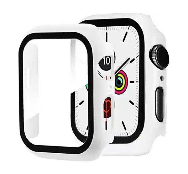 Műanyag keret (ütésálló + kijelzővédő üveg) FEHÉR Apple Watch Series 7
41mm