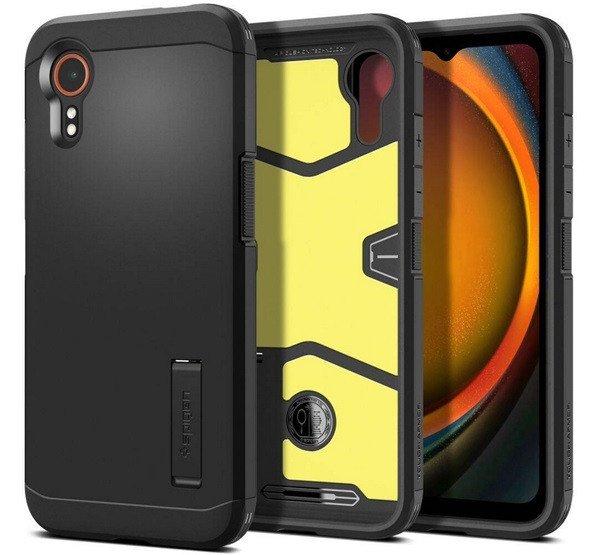 SPIGEN TOUGH ARMOR műanyag telefonvédő (szilikon keret, ütésállóság,
kitámasztó) FEKETE Samsung Galaxy Xcover 7 (SM-G556)