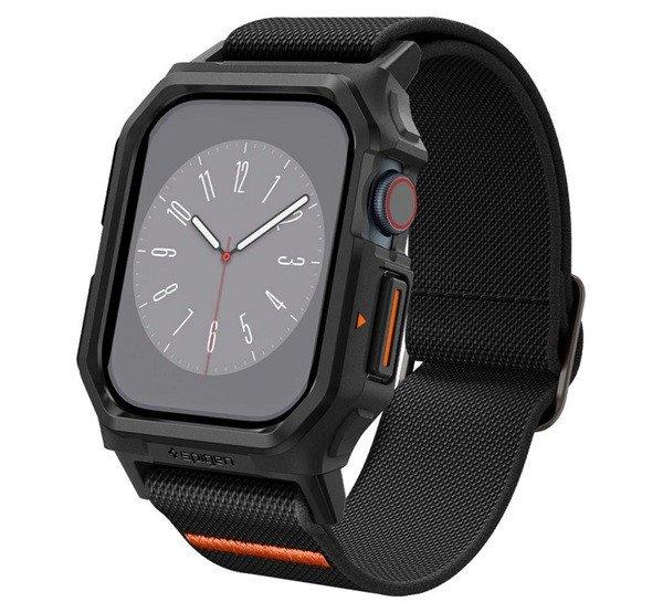 SPIGEN LITE FIT PRO pótszíj (egyedi méret, textil, ütésállóság +
szilikon keret) FEKETE Apple Watch Series 10 46mm