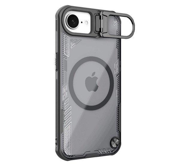 NILLKIN ICEBLADE PROP szilikon telefonvédő (ütésállóság, kitámasztó,
MagSafe) FEKETE Apple iPhone 16e