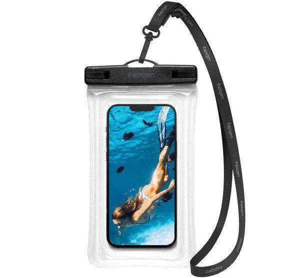 SPIGEN A610 vízhatlan/vízálló tok, AQUA (IPX8, nyakba akasztható,
légbuborékos vizen lebegő, 6.9" méret) ÁTLÁTSZÓ