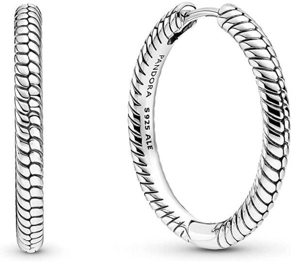 Pandora Kerek ezüst fülbevaló Kígyóbőr 299532C00