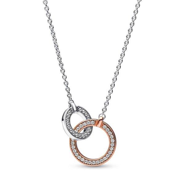 Pandora Ezüst nyaklánc bicolor medállal Rose Signature 382778C01-45