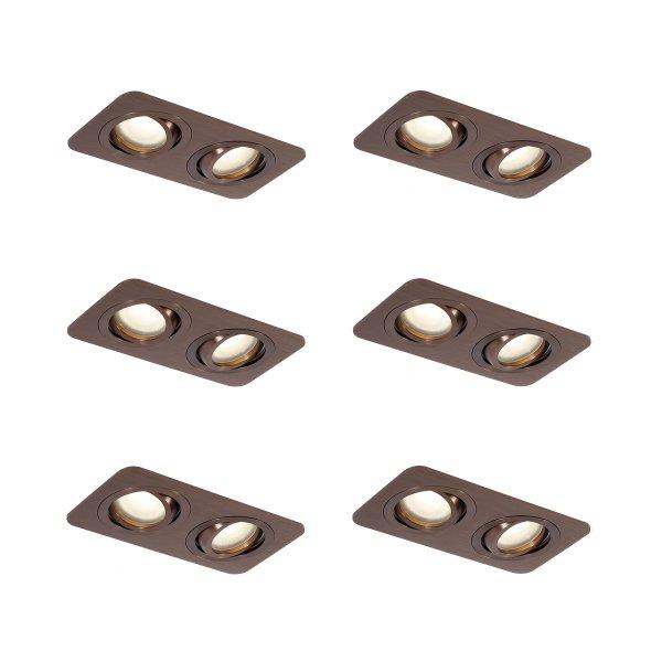 6 darabos, lekerekített, sötét bronz, süllyesztett spotlámpa készlet GU10
50mm-es, forgatható és dönthető IP44 2-fényű - Alberto
