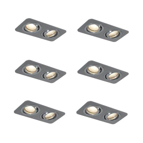 6 darabos, lekerekített, süllyesztett spotlámpa szett fegyverszürke GU10
50mm állítható IP44 2-lámpás - Alberto