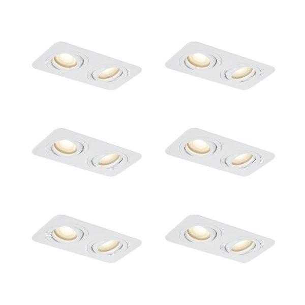 6 darabos, lekerekített, süllyesztett spotlámpa szett, fehér, GU10 50mm,
forgatható és dönthető, IP44, 2-lámpás - Alberto