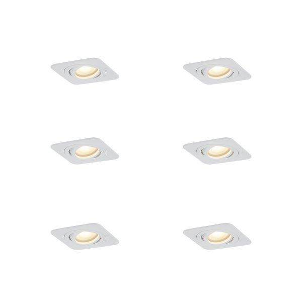 6 darabos, lekerekített, süllyesztett spotlámpa szett, fehér, GU10 50mm,
forgatható és dönthető, IP44 - Alberto