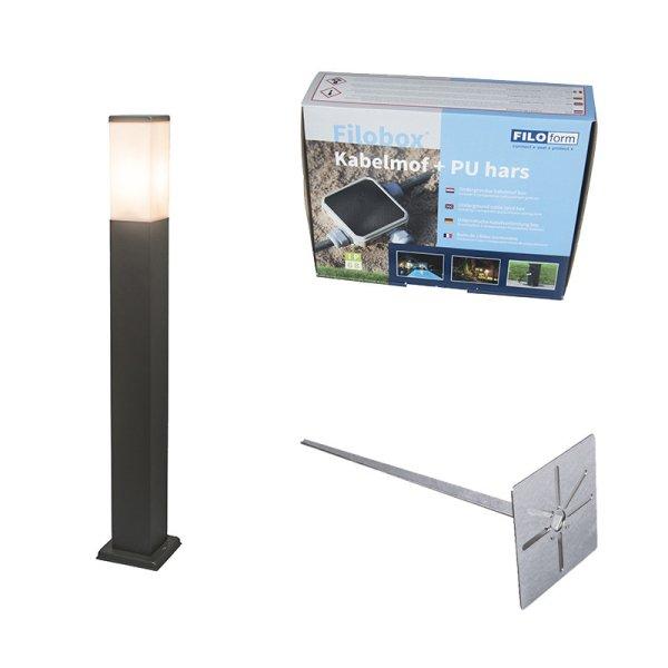 Kültéri lámpa antracit 80cm IP44 - Malios talp és kábelcsatlakozóval