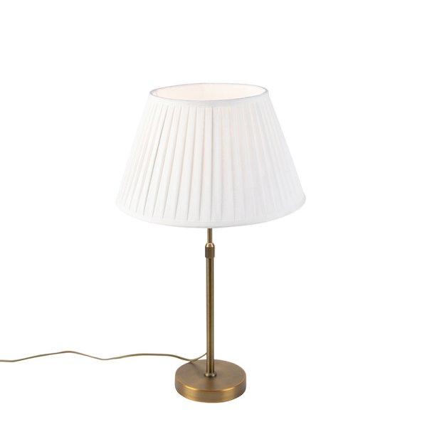 Bronz asztali lámpa redőzött fehér árnyékolóval 35 cm - Parte