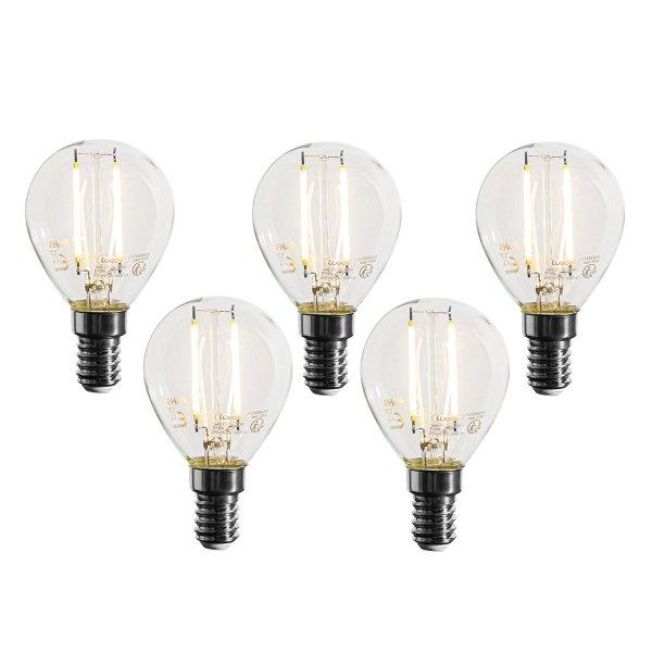 5 darabos E14 dimmelhető LED izzókészlet P45 átlátszó 3W 250 lm 2700K
