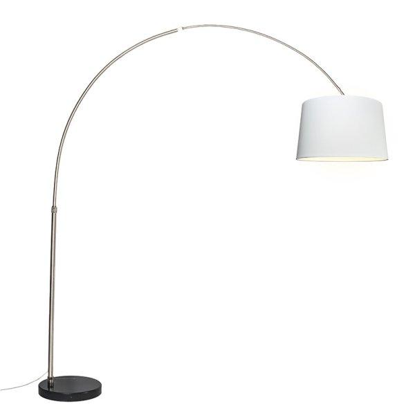 Acél ívlámpa fehér textilbúrával 45 cm - XXL