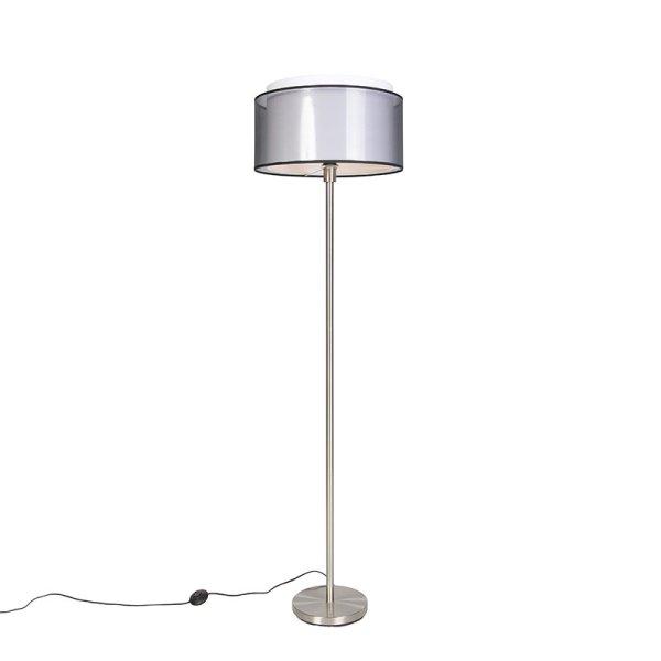 Design állólámpa acélból fekete-fehér árnyékolóval 47 cm - Simplo