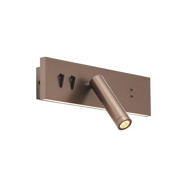 Bronz állítható fali lámpa USB-C csatlakozóval, LED-del - Modric