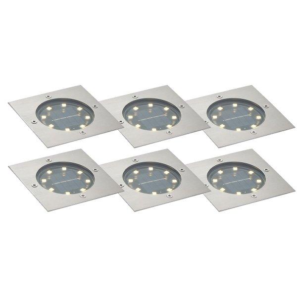 6 darabos szögletes alumínium LED-es földbe süllyeszthető lámpaszett IP65
szolár - Terry
