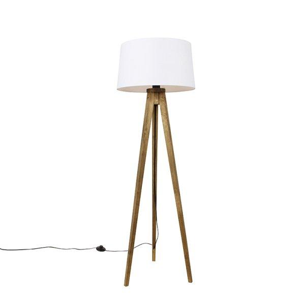 Rusztikus állványos vintage fa lámpa fehér vászon búrával 45 cm - Tripod
Classic