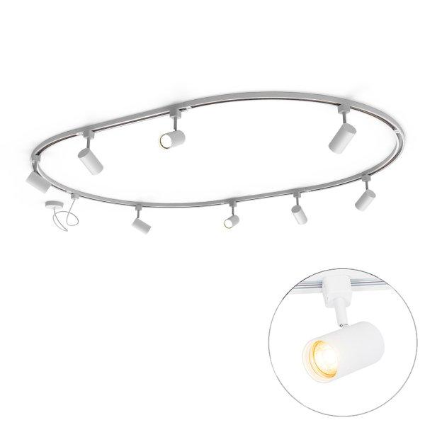 Modern sínrendszer 8 fehér spotlámpával, 1 fázisú ovális 200 cm - Iconic
Jeana