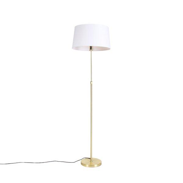 Arany/Réz állólámpa fehér vászon búrával 45 cm - Parte