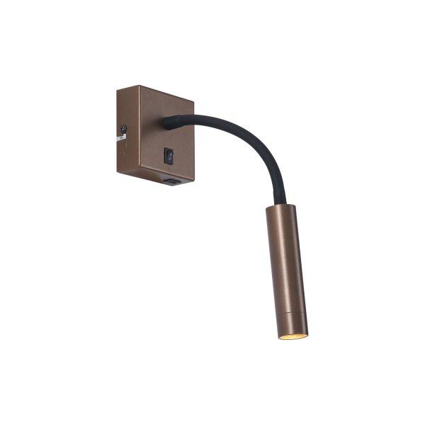 Modern bronz fali lámpa USB-C porttal - Gosna