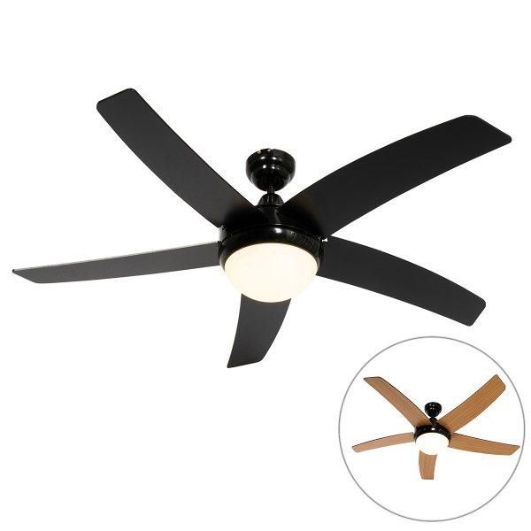 Okos mennyezeti ventilátor fekete fa mintával 132 cm LED-del,
fényerőszabályzóval és távirányítóval - Cool