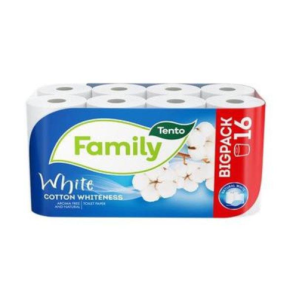 Toalettpapír, 2 rétegű, kistekercses, 16 tekercs, TENTO "Family
White", fehér