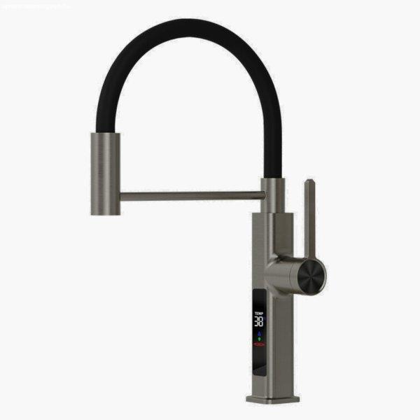 Welland H-6047 mosogató smart csaptelep - kihúzható flexibilis fej -
vízhőfok kijelző (fekete - gunmetal)