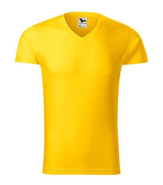 MALFINI Férfi póló Slim Fit V-neck - Sárga | S