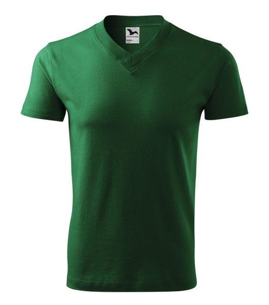MALFINI Póló V-neck - Palackzöld | L