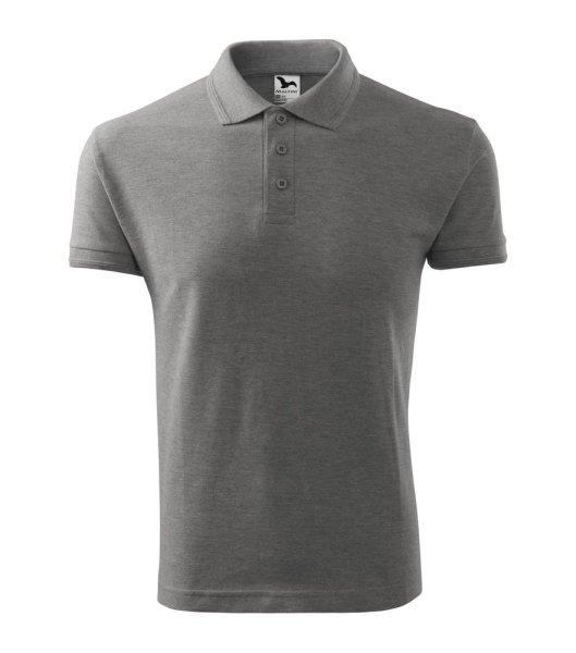 MALFINI Férfi galléros póló Pique Polo - Sötétszürke melírozott | 4XL