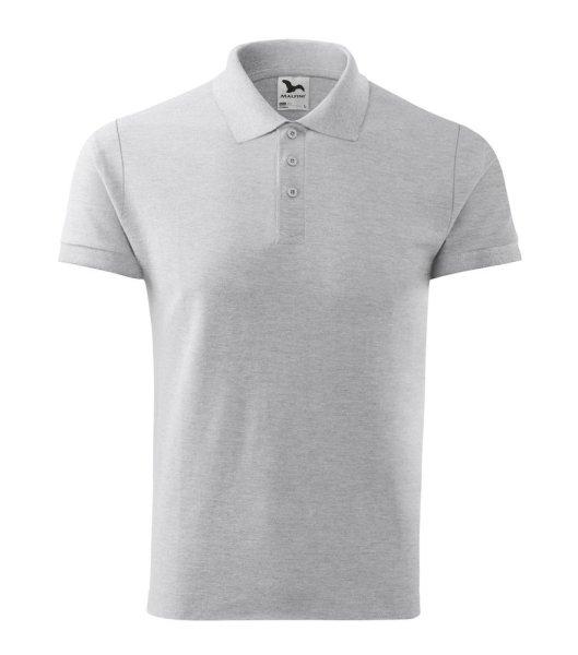 MALFINI Férfi galléros póló Cotton - Világosszürke melírozott | 2XL