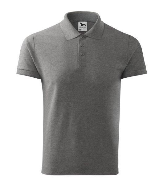 MALFINI Férfi galléros póló Cotton - Sötétszürke melírozott | 3XL