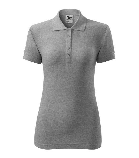 MALFINI Női galléros póló Cotton - Sötétszürke melírozott | 2XL