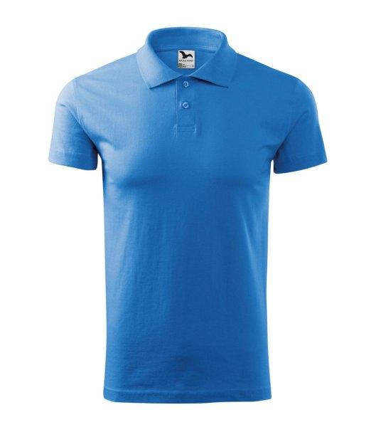 MALFINI Férfi puha galléros póló Single J. - Azúrkék | 2XL