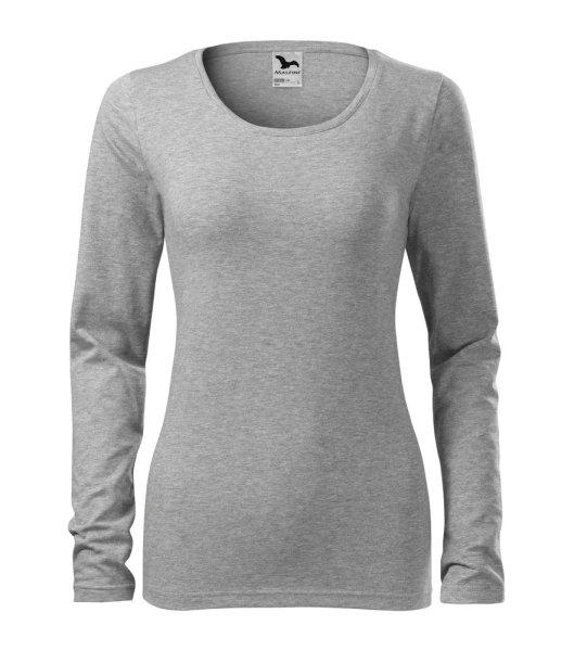 MALFINI Női hosszú újjő póló Slim - Sötétszürke melírozott | 2XL