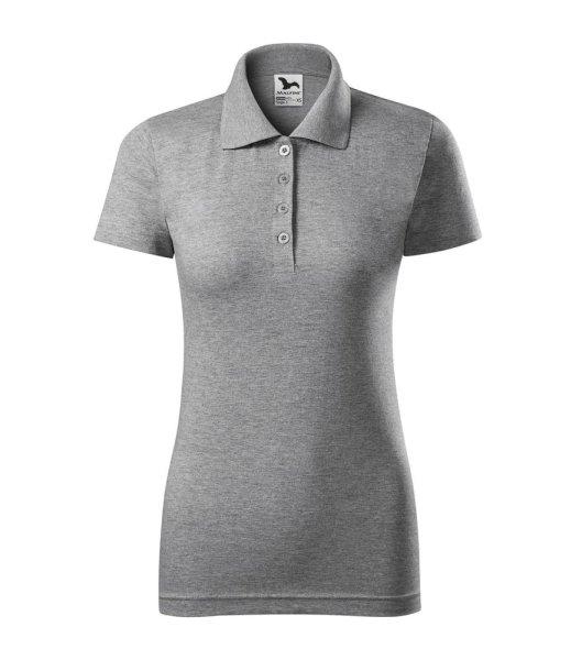 MALFINI Női puha galléros póló Single J. - Sötétszürke melírozott | 2XL