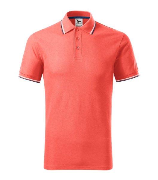 MALFINI Férfi galléros póló Focus - Korallpiros | 2XL