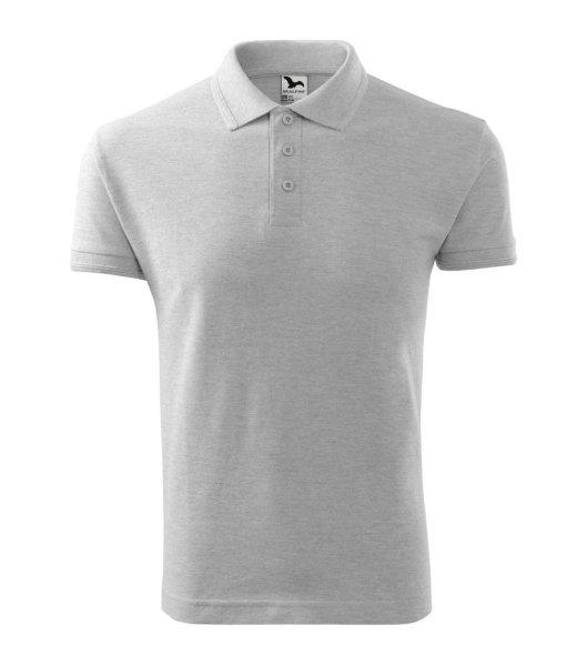 MALFINI Férfi galléros póló Pique Polo - Világosszürke melírozott | 2XL